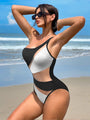 Cikini Women Sexy Spliced Hollow Out Swimwear Beach Bikini Set Bathing Suit