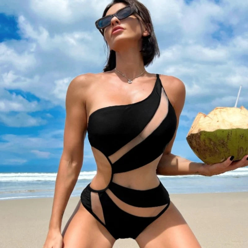 Cikini Women Sexy Spliced Hollow Out Swimwear Beach Bikini Set Bathing Suit