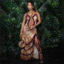 CUTENOVA Women Noble Furry Halter Sleeveless Hollow Dress