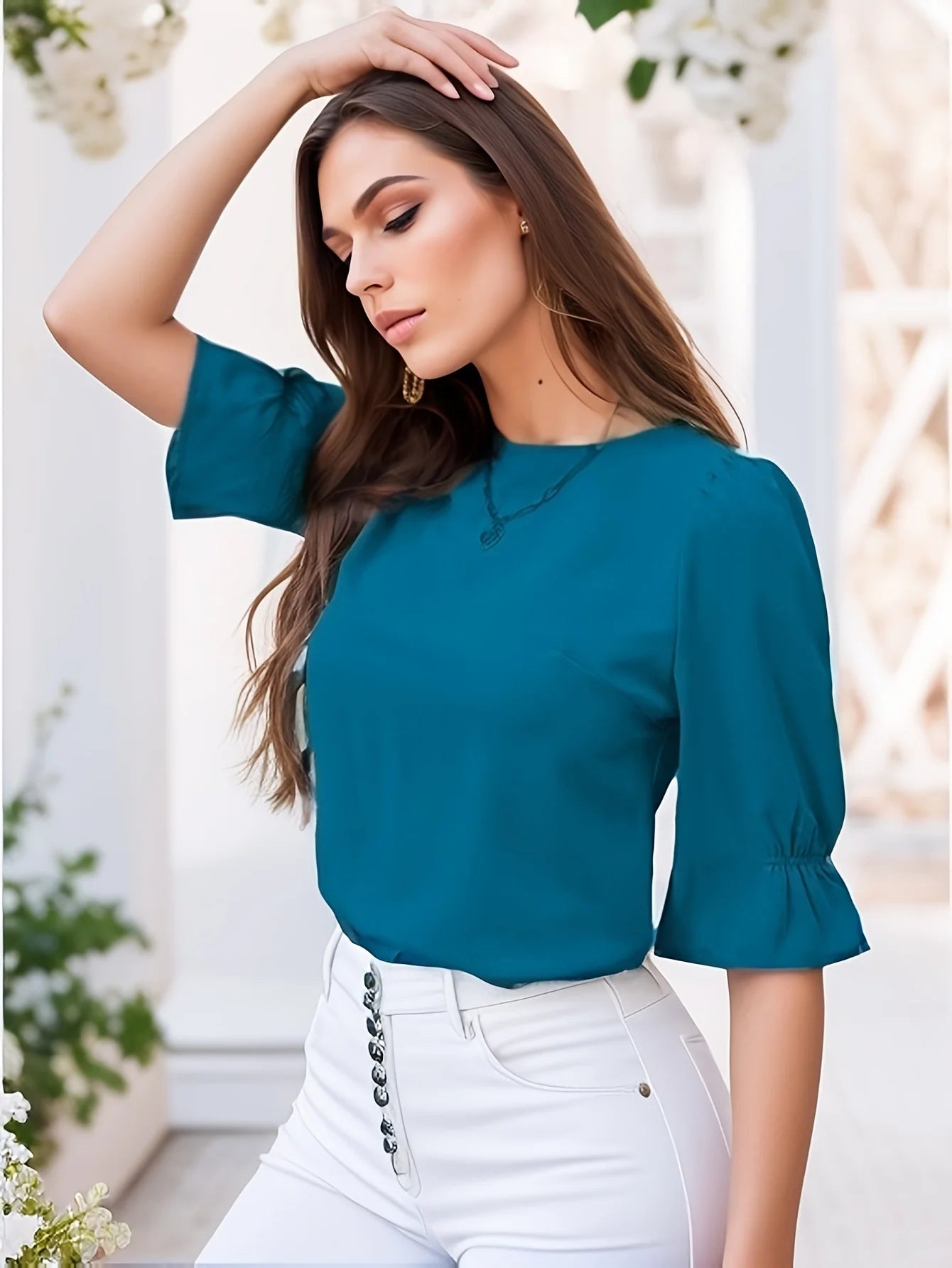 Elegant Half Sleeve Loose Blouse For  Women's